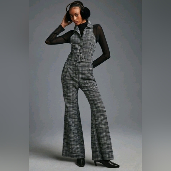 Maeve Pants - Maeve Anthropologie Sleeveless Plaid Jumpsuit Belted Size 0P